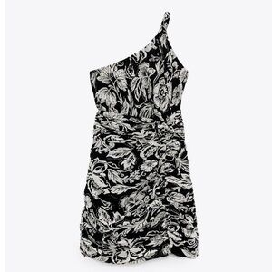 Zara printed one shoulder mini dress NWT